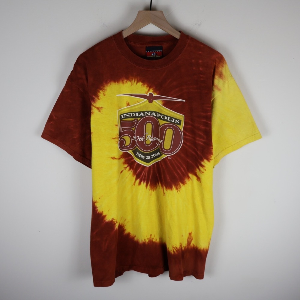 2006 Indianapolis 500‎ 90th Running Nascar Tie Dye Shirt Yellow Maroon L 22x30